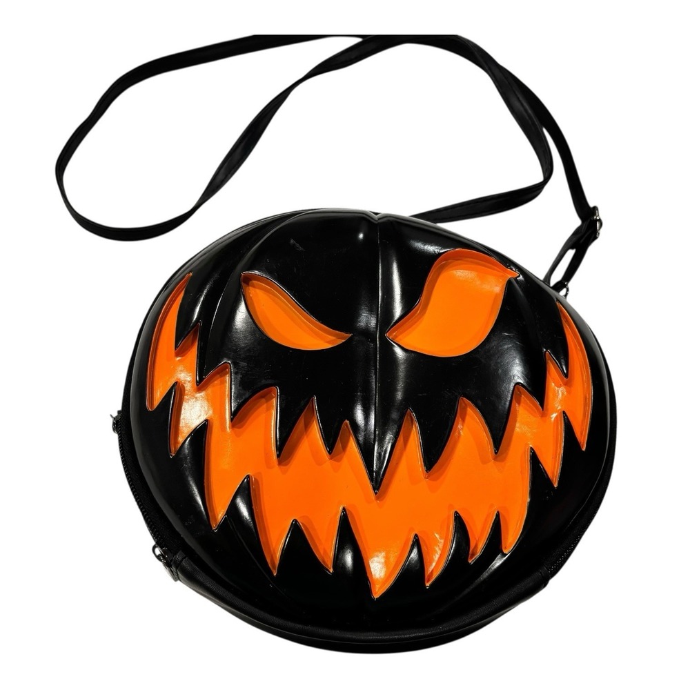 Spirit Halloween Black Jack O Lantern Pumpkin Crossbody Bag Hard Shell